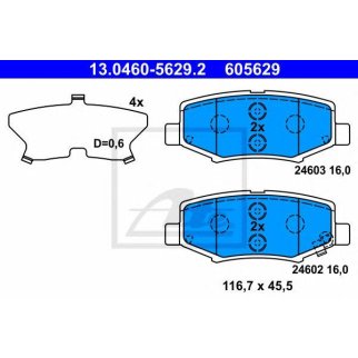 Колодки тормозные к-кт ATE 13.0460-5629.2 фото