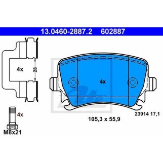Колодки тормозные задние дисковые к-кт ATE 13.0460-2887.2 фото