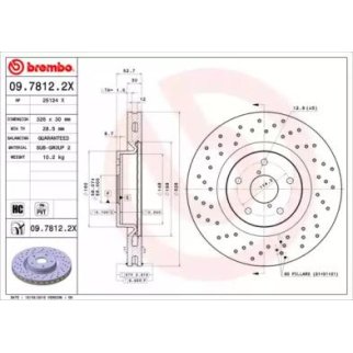 Диск тормозной brembo 09.7812.2X фото