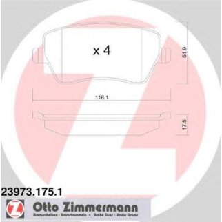 Колодки тормозные передние к-кт Zimmermann 23973.175.1 фото