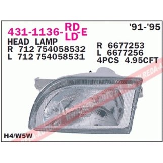 Фара правая DEPO 431-1136R-LD-EM фото