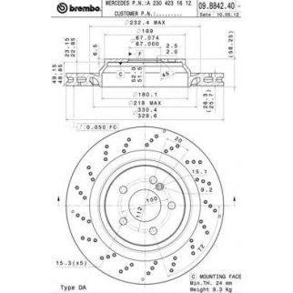 Диск тормозной brembo 09.B842.41 фото