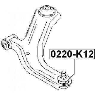 0220-K12_опора шаровая переднего нижнего рычага! Nissan Micra/March K12 02-10 фото 2