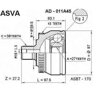 ШРУС наружный ASVA AD01-1A45 фото