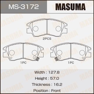 Колодки тормозные передние к-кт Masuma MS-3172 фото