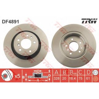 Диск тормозной задний TRW DF4891 фото