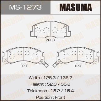 Колодки тормозные передние к-кт Masuma MS-1273 фото