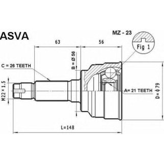 ШРУС наружный ASVA MZ-2-3 фото