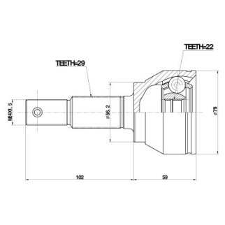 ШРУС для а/м Nissan Juke (10-) 1.6i CVT (наруж. перед.) (GO 1450) фото 3