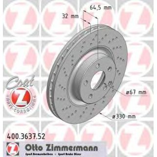 Диск тормозной Zimmermann 400.3637.52 фото
