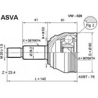ШРУС наружный ASVA VW-0-29 фото