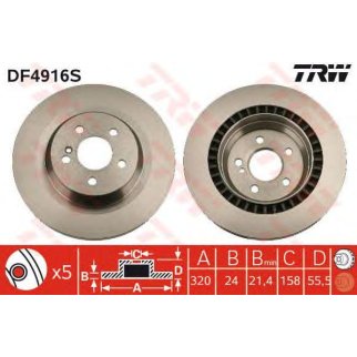 Диск тормозной задний TRW DF4916S фото