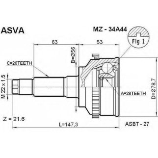 ШРУС наружный ASVA MZ-3-4A44 фото