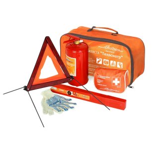 ANA-01_набор автомобилиста техосмотр (знак+аптечка+огнетушитель+перчатки)! фото