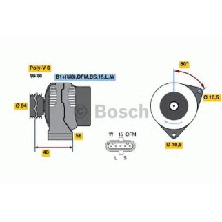Генератор КАМАЗ дв.740.60,740.61 ЕВРО-3,740.37-400 ЕВРО-2 (5PIN) 28В 80А BOSCH фото