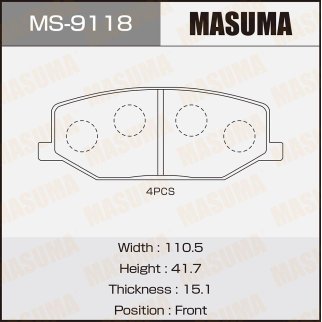 Колодки тормозные передние к-кт Masuma MS-9118 фото
