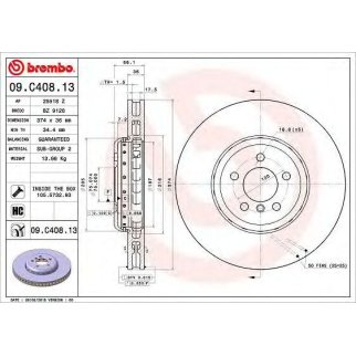 Диск тормозной brembo 09.C408.13 фото