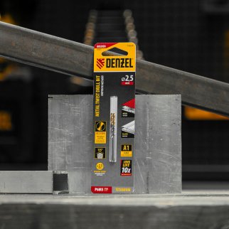 Сверло спиральное по металлу 2,5 x 57мм, Р6М5, Golden Tip , 2шт. Denzel фото 6