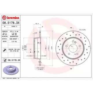 Диск тормозной brembo 08.5178.3X фото