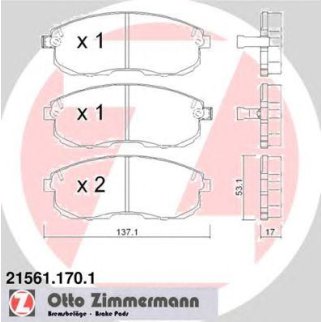 Колодки тормозные передние к-кт Zimmermann 21561.170.1 фото