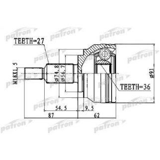 ШРУС наружный 27x56,7x36 RENAULT: LAGUNA III 07-, LAGUNA III GRANDTOUR 07-, LAGUNA КУПЕ 08- фото