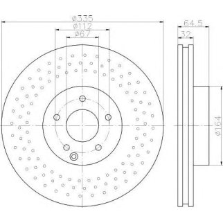 Диск тормозной передний вентилируемый Hella 8DD 355 115-011 фото