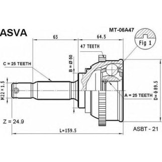 ШРУС наружный ASVA MT06-A47 фото