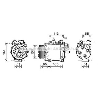 Компрессор системы кондиционирования AVA HDAK263 фото