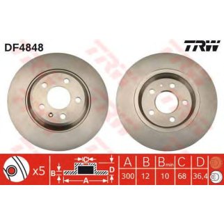 Диск тормозной задний TRW DF4848 фото