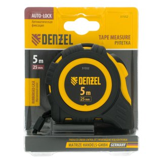 Рулетка 5м 25мм обрезиненный корпус, автм. фиксация DENZEL фото 6