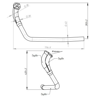 Труба приёмная для а/м Лада 21213, 2131 (алюм. сталь) TRIALLI ERP 0109 фото 2