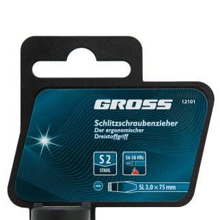 Отвертка SL3,0 x 75 мм, S2, трехкомпонентная рукоятка GROSS фото 4