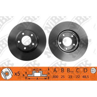 Торм.диск пер.вент.(300x25) 5 отв. фото