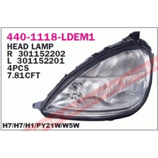 Фара передн лев с ЭК MB: W168 97- фото