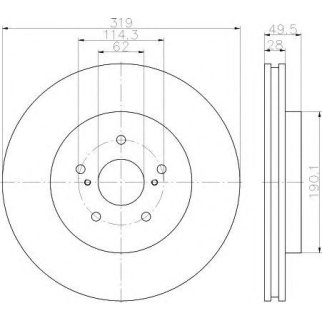 Диск тормозной передний вентилируемый Hella 8DD 355 114-981 фото