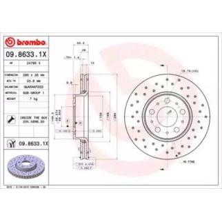 Диск тормозной brembo 09.8633.1X фото