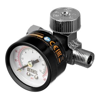 Регулятор давления с манометром для краскопульта K1500, 12 бар, 1/4 DENZEL фото