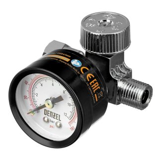 Регулятор давления с манометром для краскопульта K1500, 12 бар, 1/4 DENZEL фото