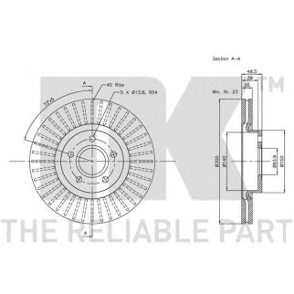 Диск тормозной передний вентилируемый NK 204849 фото