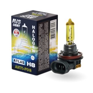Галогенная лампа AVS ATLAS ANTI-FOG BOX желтый H8.12V.35W. коробка 1шт., шт фото