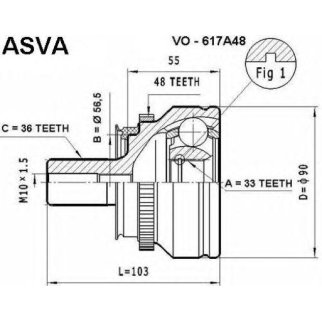 ШРУС наружный ASVA VO-6-17A48 фото