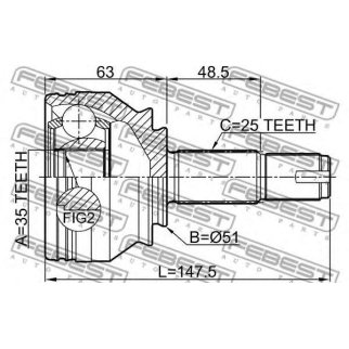 ШРУС наружный 35x51x25 1810-Z16 фото