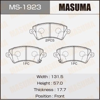 Колодки тормозные передние к-кт Masuma MS-1923 фото