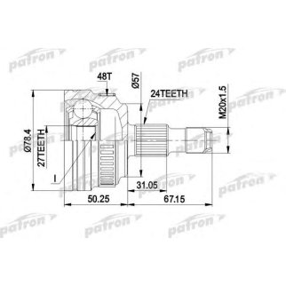 ШРУС наружн к-кт 24x57x27 ABS:48T MERCEDES-BENZ: A-Class W168 АКПП 1.4/1.6/1.6CDI/1.7CDI 97-, с ABS 48 фото