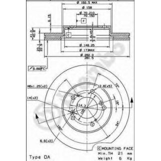 Диск тормозной brembo 09.6893.14 фото