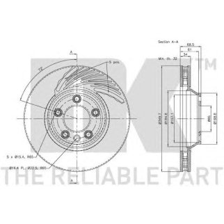 Диск тормозной передний левый с антикорозийным покрытием (350x34mm) / AUDI Q7 ,PORSCHE Cayenne, VW T фото