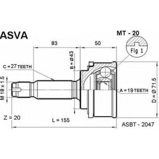 ШРУС НАРУЖНЫЙ 19x43x27 фото