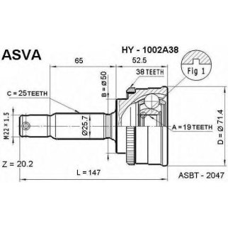 ШРУС наружный ASVA HY10-02A38 фото