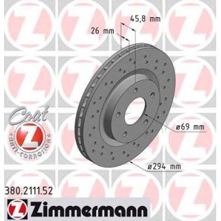 Диск тормозной Zimmermann 380.2111.52 фото