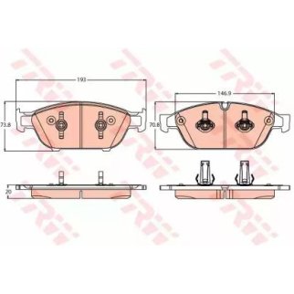 Колодки тормозные передние к-кт TRW GDB2113 фото